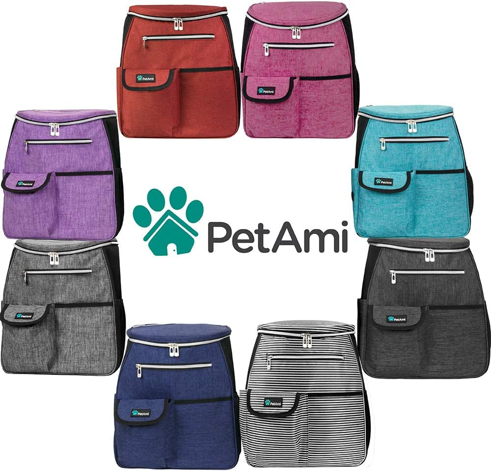 Dog Travel Bag Backpack, Airline Approved Dog Bags for Traveling, Puppy Diaper Bag Supplies, Pet Camping Essentials Hiking Accessories Dog Mom Gift, Food Container, Collapsible Bowls, Pink