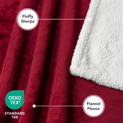Dog Blanket for Small Medium Dogs, Pet Bed Blanket Cat Puppy Kitten, Fleece Furniture Couch Cover Protector Sofa Car, Soft Sherpa Dog Throw Plush Reversible Washable, Mini 29X40 Maroon Red