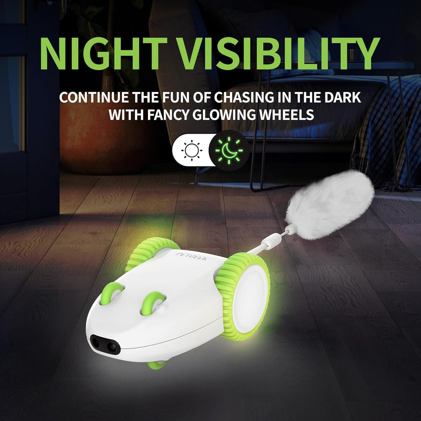 Automatic Cat Mouse Toys Interactive Cat Toys for Indoor Cats, Smart Sensing Moving Electric Cat Toys with Catnip Wand, USB Rechargeable Remote Control Squeaky Mouse Cat Toy, 3 Catnip Tails