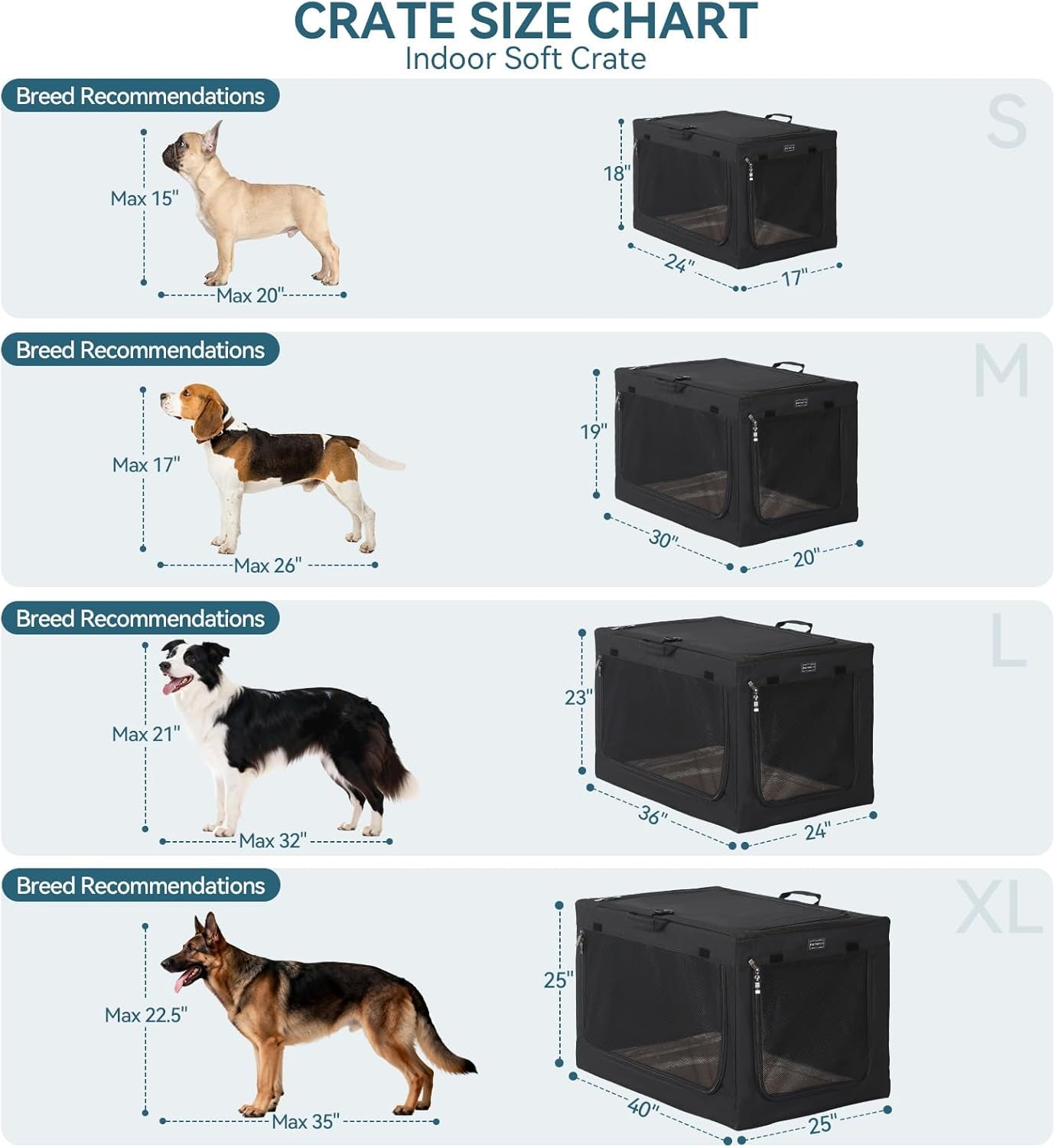 Portable Dog Crate for Small Dogs, – 24" Soft Dog Travel Crates with Lockable Zippers & Thicken Mat, Adjustable Patented Spiral Steel Frame, Collapsible Kennel for Indoor & Outdoor